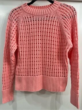 J.Crew Pink Cotton Open-Knit Sweater